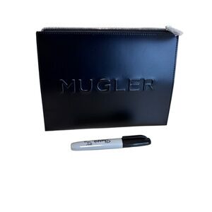 Mugler Black and Silver Zip Pouch